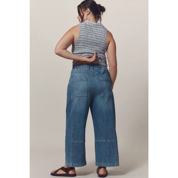 Anthropologie Pilcro Izzie Relaxed Pull On Barrel Jeans Large Cropped Wide Leg - Picture 4 of 12
